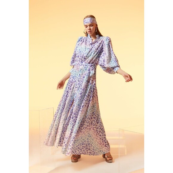 Gigii’s Chiara maxi dress in leopard lilac - Picture 1 of 16